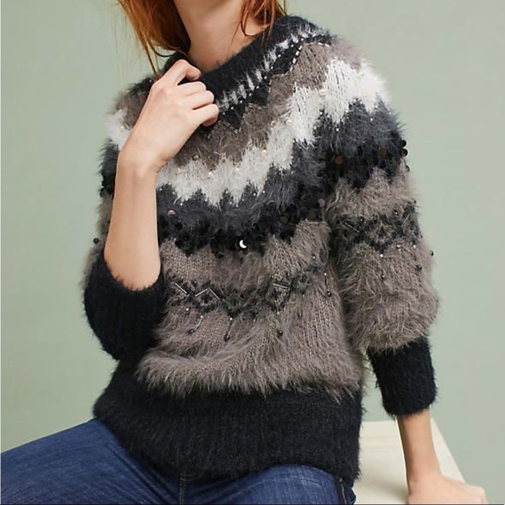 Anthropologie Fair Isle Wool Blend Sweater